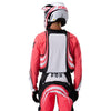 Fox Racing 180 Draft Jersey in White, close-up of the lower hem and drop-tail panel, with the printed Fox artwork, mesh-knit texture, reinforced seam lines, and shaped cuff or hem. Available options—Color: White, Black, Sunburst; Size: XS, SM, MD, LG, XL, 2X. SKU 40657-008-2X. UPC 198571132357.