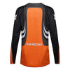 Fox Racing 180 Draft Jersey in Sunburst, rear product view, with the back graphic, shoulder panels, long sleeves, and drop-tail hem. Available options—Color: White, Black, Sunburst; Size: XS, SM, MD, LG, XL, 2X. SKU 40657-460-S. UPC 198571131572.