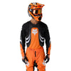 Fox Racing 180 Draft Jersey in Sunburst, close-up of the sleeve graphic and cuff, with the printed Fox artwork, mesh-knit texture, reinforced seam lines, and shaped cuff or hem. Available options—Color: White, Black, Sunburst; Size: XS, SM, MD, LG, XL, 2X. SKU 40657-460-XL. UPC 198571131602.