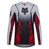Fox Racing 360 Foundry Jersey in Flo Red, rear product view, with the back graphic, shoulder panels, long sleeves, and drop-tail hem. Available options—Color: Black/Grey, Flo Red, Sky Blue, HiViz Yellow; Size: SM, MD, LG, XL, 2X. SKU 40664-110-M. UPC 198571125472.