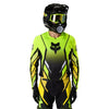 Fox Racing 360 Foundry Jersey in HiViz Yellow, full modeled rear view, with the back graphic, shoulder panels, long sleeves, and drop-tail hem. Available options—Color: Black/Grey, Flo Red, Sky Blue, HiViz Yellow; Size: SM, MD, LG, XL, 2X.