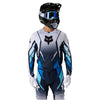 Fox Racing 360 Foundry Jersey in HiViz Yellow, rear product view, with the back graphic, shoulder panels, long sleeves, and drop-tail hem. Available options—Color: Black/Grey, Flo Red, Sky Blue, HiViz Yellow; Size: SM, MD, LG, XL, 2X. SKU 40664-A46-M. UPC 198571126271.