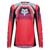 Fox Racing 180 Frame Jersey (Womens) in Neon Pink, front product view, with the crew neck, long sleeves, large Fox chest graphic, contrasting arm panels, and curved drop-tail hem. Available options—Color: Neon Pink, Deep Blue; Size: XS, SM, MD, LG, XL. SKU 40668-065-XS. UPC 198571128091.