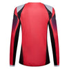 Fox Racing 180 Frame Jersey (Womens) in Neon Pink, rear product view, with the back graphic, shoulder panels, long sleeves, and drop-tail hem. Available options—Color: Neon Pink, Deep Blue; Size: XS, SM, MD, LG, XL. SKU 40668-065-S. UPC 198571128107.