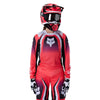 Fox Racing 180 Frame Jersey (Womens) in Neon Pink, close-up of the sleeve graphic and cuff, with the printed Fox artwork, mesh-knit texture, reinforced seam lines, and shaped cuff or hem. Available options—Color: Neon Pink, Deep Blue; Size: XS, SM, MD, LG, XL. SKU 40668-065-XL. UPC 198571128138.
