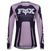 Fox Racing 180 Raid Jersey (Womens) in Lavender Drift, front product view, with the crew neck, long sleeves, large Fox chest graphic, contrasting arm panels, and curved drop-tail hem. Available options—Color: Lavender Drift, Melon; Size: XS, SM, MD, LG, XL. SKU 40669-F07-XS. UPC 198571126783.