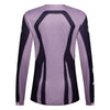 Fox Racing 180 Raid Jersey (Womens) in Lavender Drift, rear product view, with the back graphic, shoulder panels, long sleeves, and drop-tail hem. Available options—Color: Lavender Drift, Melon; Size: XS, SM, MD, LG, XL. SKU 40669-F07-S. UPC 198571126790.
