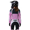 Fox Racing Flexair Thorn Jersey (Womens) in Sky Blue, front product view, with the crew neck, long sleeves, large Fox chest graphic, contrasting arm panels, and curved drop-tail hem. Available options—Color: Black/Pink, Sky Blue; Size: XS, SM, MD, LG, XL. SKU 40670-D67-XS. UPC 198571131350.