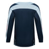 Fox Racing Flexair Arc Jersey (Youth) in Ice Blue, rear product view, with the back graphic, shoulder panels, long sleeves, and drop-tail hem. Available options—Color: Ice Blue, Chili; Size: Y-SM, Y-MD, Y-LG, Y-XL. SKU 40671-231-YM. UPC 198571126561.