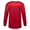 Fox Racing Flexair Arc Jersey (Youth) in Chili, close-up of the chest and shoulder panels, with the printed Fox artwork, mesh-knit texture, reinforced seam lines, and shaped cuff or hem. Available options—Color: Ice Blue, Chili; Size: Y-SM, Y-MD, Y-LG, Y-XL. SKU 40671-555-YXL. UPC 198571124543.