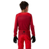 Fox Racing Flexair Arc Jersey (Youth) in Chili, full modeled rear view, with the back graphic, shoulder panels, long sleeves, and drop-tail hem. Available options—Color: Ice Blue, Chili; Size: Y-SM, Y-MD, Y-LG, Y-XL.