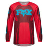 Fox Racing 180 Raid Jersey (Youth) in Rust, front product view, with the crew neck, long sleeves, large Fox chest graphic, contrasting arm panels, and curved drop-tail hem. Available options—Color: Rust, Purple Lava; Size: Y-SM, Y-MD, Y-LG, Y-XL. SKU 40673-180-YS. UPC 198571130957.