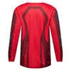 Fox Racing 180 Raid Jersey (Youth) in Rust, rear product view, with the back graphic, shoulder panels, long sleeves, and drop-tail hem. Available options—Color: Rust, Purple Lava; Size: Y-SM, Y-MD, Y-LG, Y-XL. SKU 40673-180-YM. UPC 198571130964.