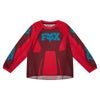 Fox Racing 180 Raid Jersey (Kids) in Rust, front product view, with the crew neck, long sleeves, large Fox chest graphic, contrasting arm panels, and curved drop-tail hem. Available options—Color: Rust, Purple Lava; Size: K-SM (Toddler), K-MD (Toddler). SKU 40675-180-KS. UPC 198571134610.