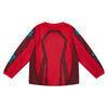 Fox Racing 180 Raid Jersey (Kids) in Rust, rear product view, with the back graphic, shoulder panels, long sleeves, and drop-tail hem. Available options—Color: Rust, Purple Lava; Size: K-SM (Toddler), K-MD (Toddler). SKU 40675-180-KM. UPC 198571134627.