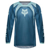 Fox Racing 180 Frame Jersey (Girls) in Neon Pink, modeled front three-quarter view, with the crew neck, long sleeves, contrasting shoulder and arm graphics, and extended rear hem on a rider. Available options—Color: Neon Pink, Deep Blue; Size: Y-SM, Y-MD, Y-LG, Y-XL. SKU 40676-065-YL. UPC 198571128282.