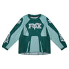 Fox Racing 180 Raid Jersey (Kids/Girls) in Melon, front product view, with the crew neck, long sleeves, large Fox chest graphic, contrasting arm panels, and curved drop-tail hem. Available options—Color: Melon; Size: K-SM (Toddler), K-MD (Toddler). SKU 40677-413-KS. UPC 198571127421.