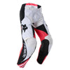 Fox Racing 180 Draft Pants (Youth) in White, front product view, with the adjustable waist, articulated knees, contrasting leg graphics, reinforced inner knees, and tapered cuffs. Available options—Color: White, Sunburst; Size: Y-22, Y-24, Y-26, Y-28. SKU 40683-008-22. UPC 198571132241.
