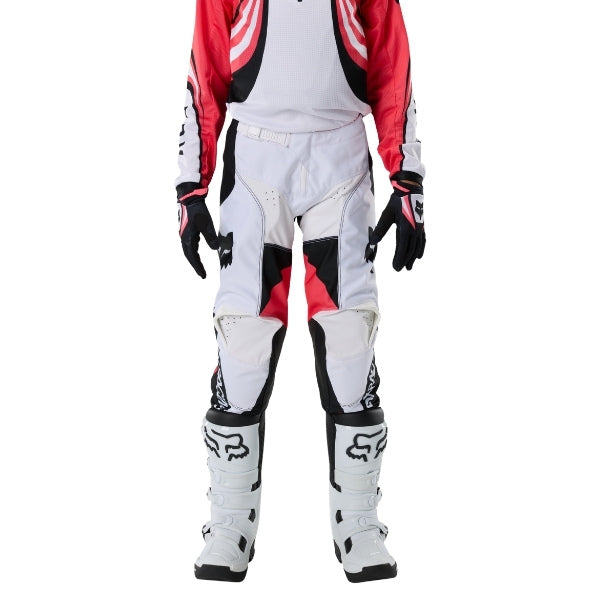 Fox Racing 180 Draft Pants (Youth) in Sunburst, front product view, with the adjustable waist, articulated knees, contrasting leg graphics, reinforced inner knees, and tapered cuffs. Available options—Color: White, Sunburst; Size: Y-22, Y-24, Y-26, Y-28. SKU 40683-460-22. UPC 198571131794.