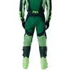 Fox Racing 180 Raid Pants in Deep Fern, rear lower-leg and cuff view, with the reinforced seat, rear yoke, articulated knees, tapered legs, and lower-leg graphics. Available options—Color: Rust, Purple Lava, Deep Fern; Size: 28, 30, 32, 34, 36, 38. SKU 40685-D10-38. UPC 198571125113.