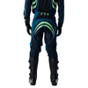Fox Racing 180 Draft Pants in Black, rear lower-leg and cuff view, with the reinforced seat, rear yoke, articulated knees, tapered legs, and lower-leg graphics. Available options—Color: White, Black, Sunburst; Size: 28, 30, 32, 34, 36, 38. SKU 40687-001-38. UPC 198571121917.