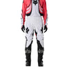 Fox Racing 180 Draft Pants in White, close-up of the side thigh and knee panels, with the ratcheting waist adjuster, stretch yoke, shaped hip panel, and reinforced knee or thigh material. Available options—Color: White, Black, Sunburst; Size: 28, 30, 32, 34, 36, 38. SKU 40687-008-36. UPC 198571132180.