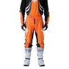 Fox Racing 180 Draft Pants in Sunburst, close-up of the side thigh and knee panels, with the ratcheting waist adjuster, stretch yoke, shaped hip panel, and reinforced knee or thigh material. Available options—Color: White, Black, Sunburst; Size: 28, 30, 32, 34, 36, 38. SKU 40687-460-36. UPC 198571131664.