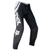 Fox Racing Flexair Thorn Pants in Black/White, front product view, with the adjustable waist, articulated knees, contrasting leg graphics, reinforced inner knees, and tapered cuffs. Available options—Color: Black/White, Purple Lava, Red; Size: 28, 30, 32, 34, 36, 38. SKU 40688-018-28. UPC 198571123775.