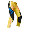 Fox Racing Flexair Arc Pants in Yellow, front product view, with the adjustable waist, articulated knees, contrasting leg graphics, reinforced inner knees, and tapered cuffs. Available options—Color: Yellow, Ice Blue, Chili; Size: 28, 30, 32, 34, 36, 38. SKU 40689-005-28. UPC 198571132890.