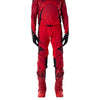 Fox Racing Flexair Arc Pants in Chili, close-up of the side thigh and knee panels, with the ratcheting waist adjuster, stretch yoke, shaped hip panel, and reinforced knee or thigh material. Available options—Color: Yellow, Ice Blue, Chili; Size: 28, 30, 32, 34, 36, 38. SKU 40689-555-36. UPC 198571124475.