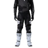Fox Racing 180 BNKR Pants in Black Camo, close-up of the side thigh and knee panels, with the ratcheting waist adjuster, stretch yoke, shaped hip panel, and reinforced knee or thigh material. Available options—Color: Black Camo; Size: 26, 28, 30, 32, 34, 36, 38. SKU 40694-247-34. UPC 198571133682.