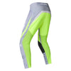 Fox Racing 180 Frame Pants in Grey/Yellow, front product view, with the adjustable waist, articulated knees, contrasting leg graphics, reinforced inner knees, and tapered cuffs. Available options—Color: Blue, Grey/Yellow, Black, Red; Size: 26, 28, 30, 32, 34, 36, 38, 40, 42, 44. SKU 40696-086-26. UPC 198571125984.