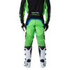Fox Racing 180 Kawasaki Pants in Black, rear lower-leg and cuff view, with the reinforced seat, rear yoke, articulated knees, tapered legs, and lower-leg graphics. Available options—Color: Black; Size: 26, 28, 30, 32, 34, 36, 38. SKU 40697-001-36. UPC 198571122075.