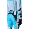 Fox Racing Flexair Thorn Pants (Womens) in Sky Blue, rear product view, with the reinforced seat, rear yoke, articulated knees, tapered legs, and lower-leg graphics. Available options—Color: Black/Pink, Sky Blue; Size: 2, 4, 6, 8, 10, 12, 14, 16. SKU 40698-D67-4. UPC 198571131411.