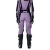 Fox Racing 180 Raid Pants (Womens) in Lavender Drift, rear lower-leg and cuff view, with the reinforced seat, rear yoke, articulated knees, tapered legs, and lower-leg graphics. Available options—Color: Lavender Drift, Melon; Size: 2, 4, 6, 8, 10, 12, 14, 16. SKU 40700-F07-12. UPC 198571126882.