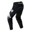 Fox Racing 180 Frame Pants (Youth) in Red, rear product view, with the reinforced seat, rear yoke, articulated knees, tapered legs, and lower-leg graphics. Available options—Color: Blue, Grey/Yellow, Black, Red; Size: Y-22, Y-24, Y-26, Y-28. SKU 40702-003-24. UPC 198571130148.
