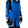 Fox Racing 180 Frame Pants (Youth) in Blue, close-up of the waist and hip panels, with the ratcheting waist adjuster, stretch yoke, shaped hip panel, and reinforced knee or thigh material. Available options—Color: Blue, Grey/Yellow, Black, Red; Size: Y-22, Y-24, Y-26, Y-28. SKU 40702-002-26. UPC 198571124130.