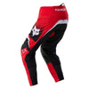 Fox Racing 180 Frame Pants (Youth) in Red, full modeled rear view, with the reinforced seat, rear yoke, articulated knees, tapered legs, and lower-leg graphics. Available options—Color: Blue, Grey/Yellow, Black, Red; Size: Y-22, Y-24, Y-26, Y-28.