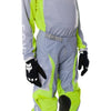 Fox Racing 180 Frame Pants (Youth) in Black, front product view, with the adjustable waist, articulated knees, contrasting leg graphics, reinforced inner knees, and tapered cuffs. Available options—Color: Blue, Grey/Yellow, Black, Red; Size: Y-22, Y-24, Y-26, Y-28. SKU 40702-001-22. UPC 198571122785.