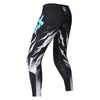 Fox Racing 360 Clutch Pants in White/Black, rear product view, with the reinforced seat, rear yoke, articulated knees, tapered legs, and lower-leg graphics. Available options—Color: White/Black, Neon Pink; Size: 28, 30, 32, 34, 36, 38. SKU 40707-058-30. UPC 198571132555.