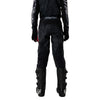 Fox Racing 180 Abyss Pants (Youth) in Black, rear lower-leg and cuff view, with the reinforced seat, rear yoke, articulated knees, tapered legs, and lower-leg graphics. Available options—Color: Black; Size: Y-22, Y-24, Y-26, Y-28.