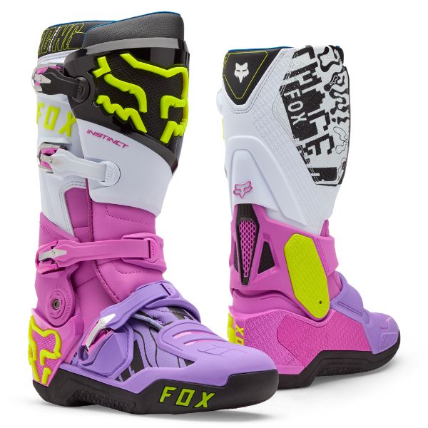 Studio photo on a white background of Fox Racing - Instinct LE Image Phantom Boots; showing boot profile, closure hardware, and sole tread; SKU 36365-922-9