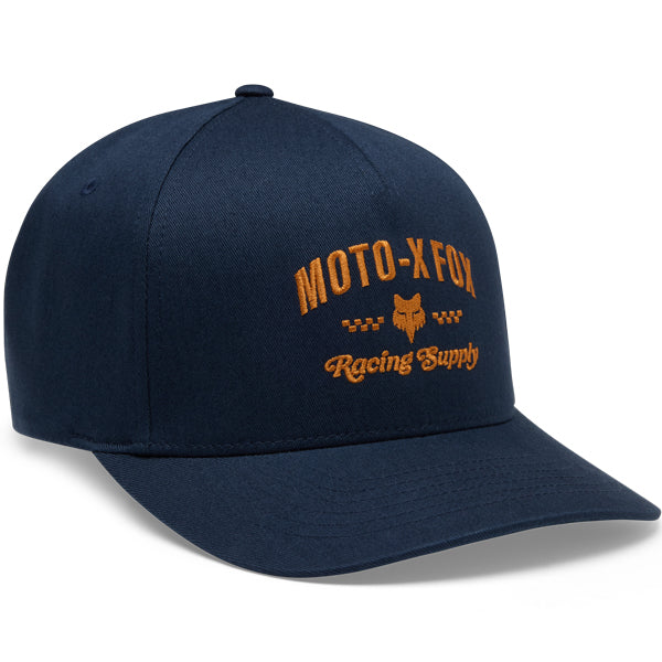 Fox Racing Supply Flexfit Hat mountain bike gear in Midnight detail view sku 38472-329