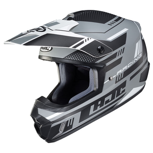 studio product photo of HJC SKU 871213503 in Black/Gray, sizes XS, SM, MD, LG, XL for motocross helmet, dirt bike, off road.