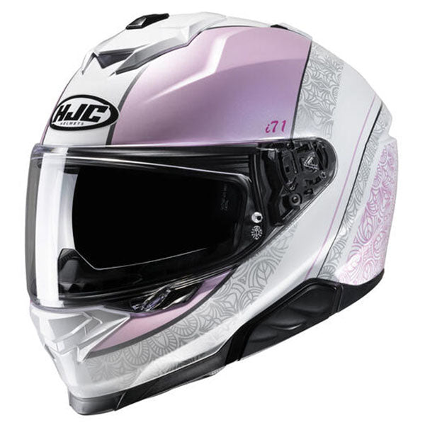 studio product photo of HJC SKU 815133803 in Pink/White, sizes XS, SM, MD, LG, XL for motocross helmet, dirt bike, off road.