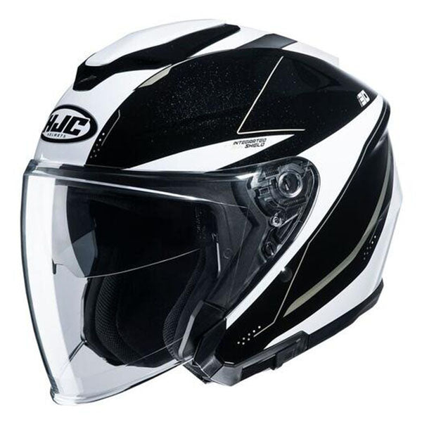 studio product photo of HJC SKU 837100903 in Black/White, sizes XS, SM, MD, LG, XL for motocross helmet, dirt bike, off road.