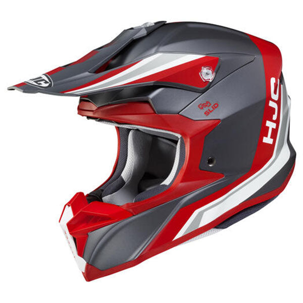 studio product photo of HJC SKU 866163103 in Red/Black, sizes XS, SM, MD, LG, XL for motocross helmet, dirt bike, off road.
