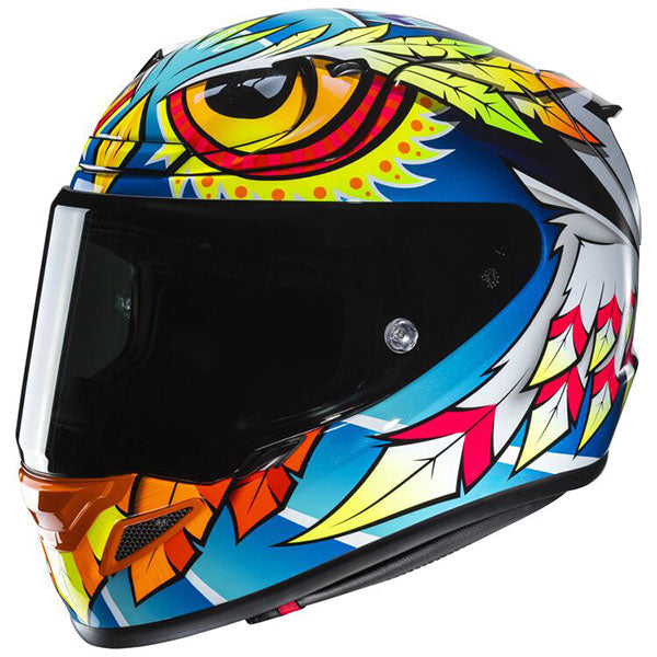 studio product photo of HJC SKU 852111303 in Blue/Red/Yellow, sizes XS, SM, MD, LG, XL for motocross helmet, dirt bike, off road.