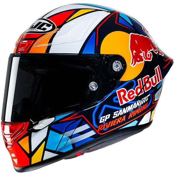 studio product photo of HJC SKU 809222103 in White/Red/Blue, sizes XS, SM, MD, LG, XL for motocross helmet, dirt bike, off road.