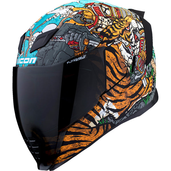 Clean studio shot of Icon - Airflite Edo Helmet; showing helmet shell shape, vent layout, and exterior finish; SKU 0101166; Colors: Multi; Sizes: XS–XL